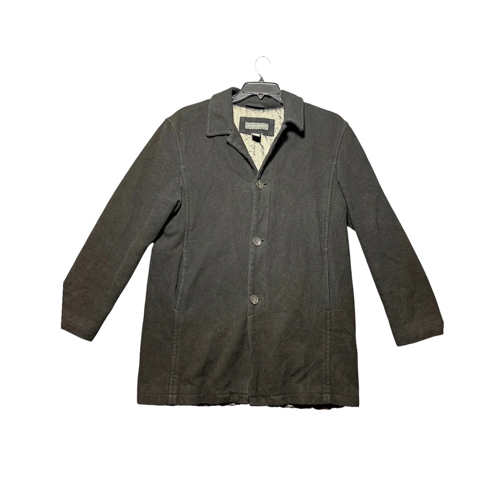 Banana Republic Car Coat Mens Medium Black Wool Cashmere Blend 108323-00